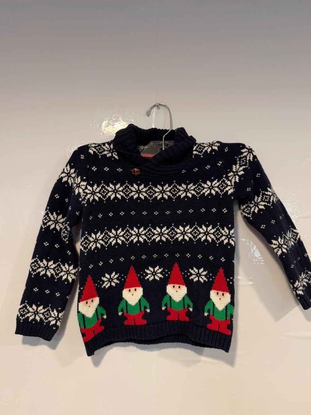 Jingles & Joy Navy Holiday Christmas Gnome Knit Kids Sweater 4T Fair Isle